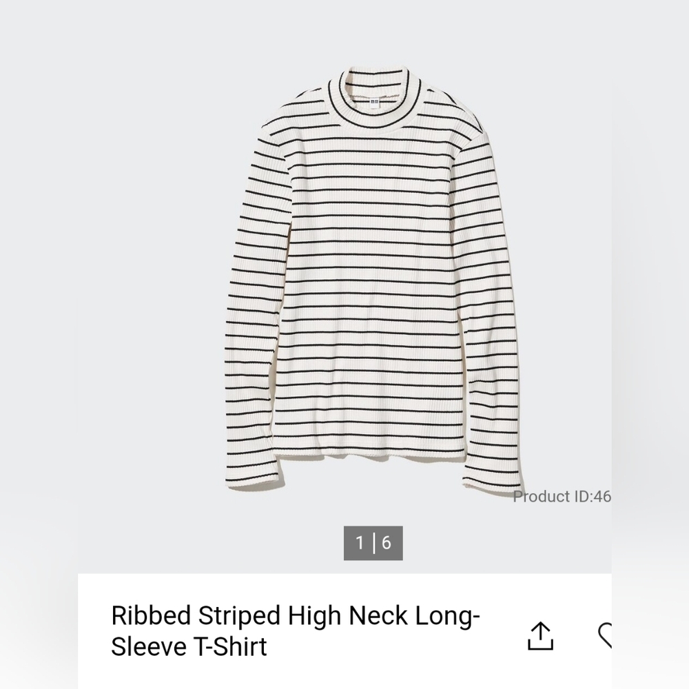 UNIQLO Ribbed striped high neck Large. NwoT